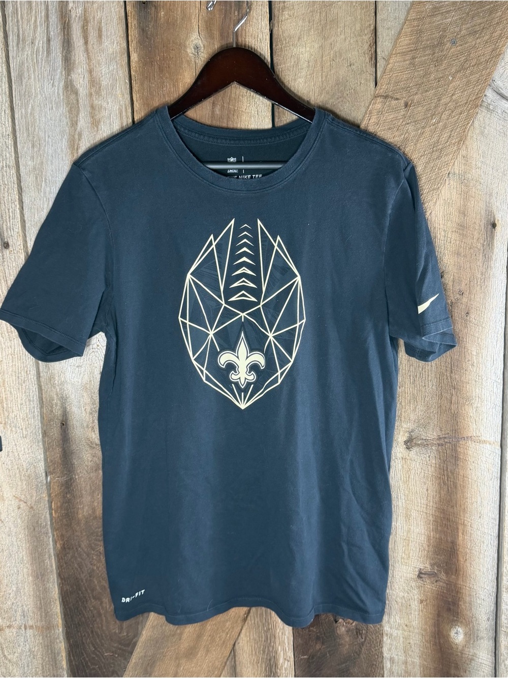 NIKE NFL NEW ORLEANS SAINTS FOOTBALL DRI FIT BLACK T- SHIRT MEN SZ L 2018